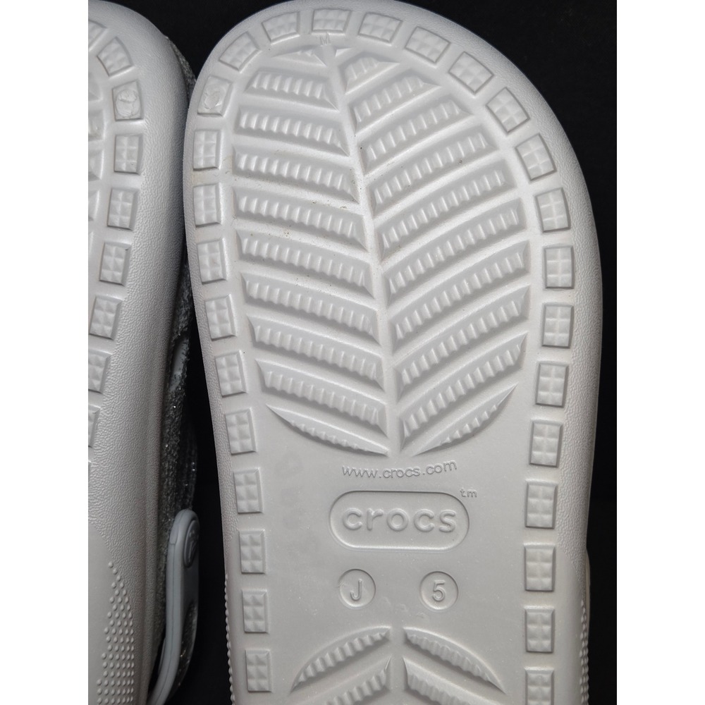 Crocs Classic Glitter Platform Clogs Silver Kids J5 Jibbitz Charms 207834 - Picture 7 of 8
